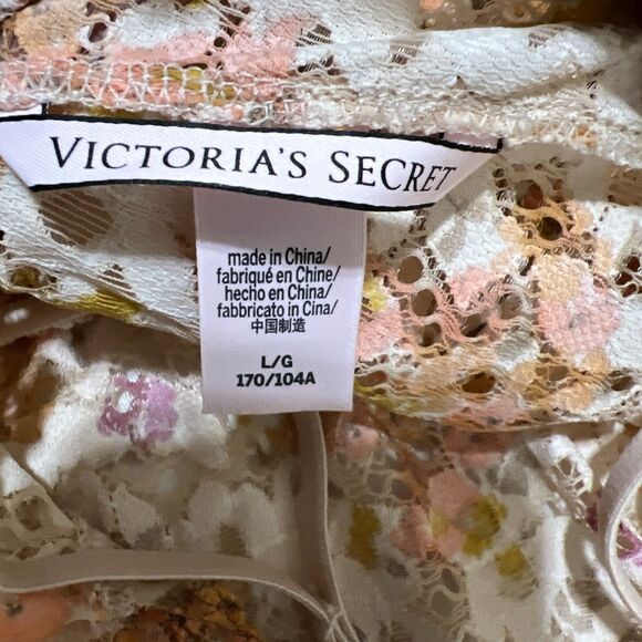 Victorias Secret Peach Floral Teddy L Lacy Lightweight Romantic Sexy Lingerie - Picture 12 of 14